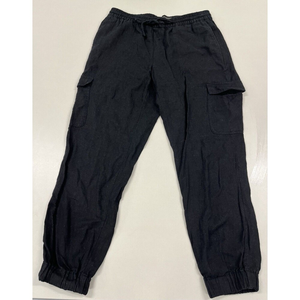 Women's Banana Republic Black Linen Blend Cargo Joggers, Small